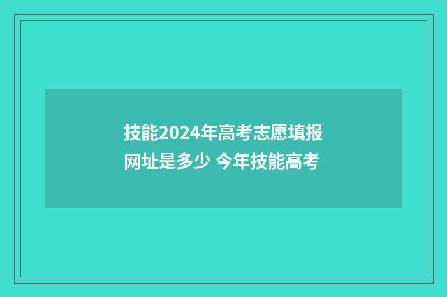 技能2024年高考志愿填报网址是多少 今年技能高考