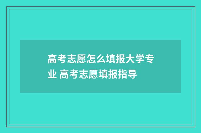 高考志愿怎么填报大学专业 高考志愿填报指导
