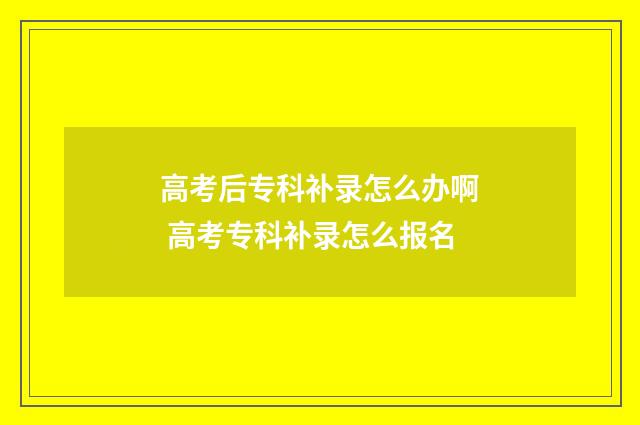 高考后专科补录怎么办啊 高考专科补录怎么报名