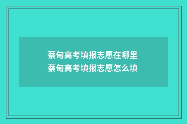 蔡甸高考填报志愿在哪里 蔡甸高考填报志愿怎么填