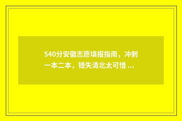 540分安徽志愿填报指南，冲刺一本二本，错失清北太可惜 2020安徽高考志愿录取规则