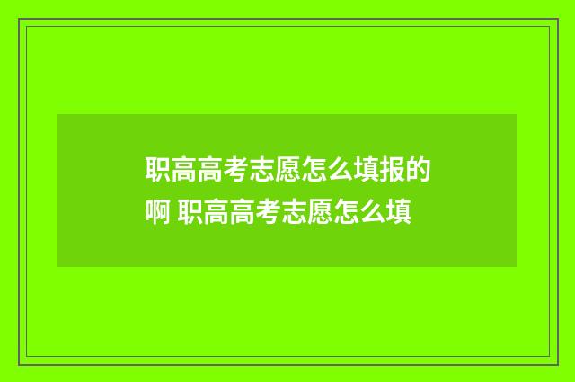 职高高考志愿怎么填报的啊 职高高考志愿怎么填