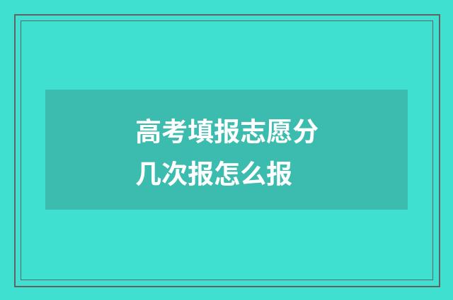 高考填报志愿分几次报怎么报