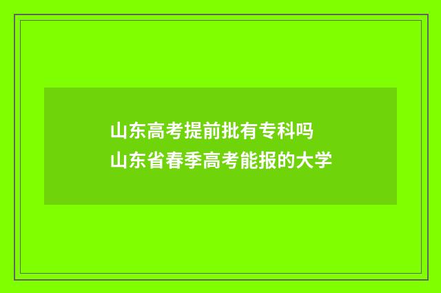 山东高考提前批有专科吗 山东省春季高考能报的大学