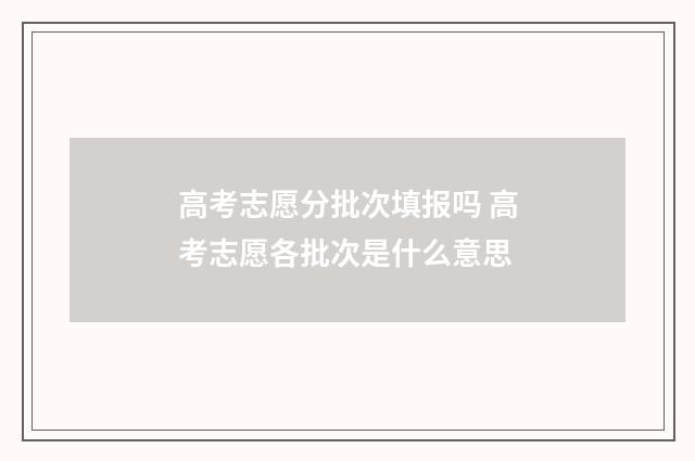 高考志愿分批次填报吗 高考志愿各批次是什么意思