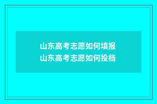 山东高考志愿如何填报 山东高考志愿如何投档