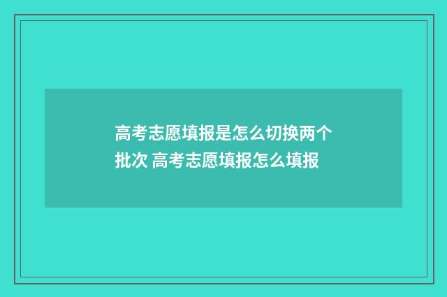 高考志愿填报是怎么切换两个批次 高考志愿填报怎么填报