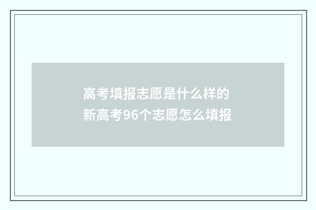 高考填报志愿是什么样的 新高考96个志愿怎么填报