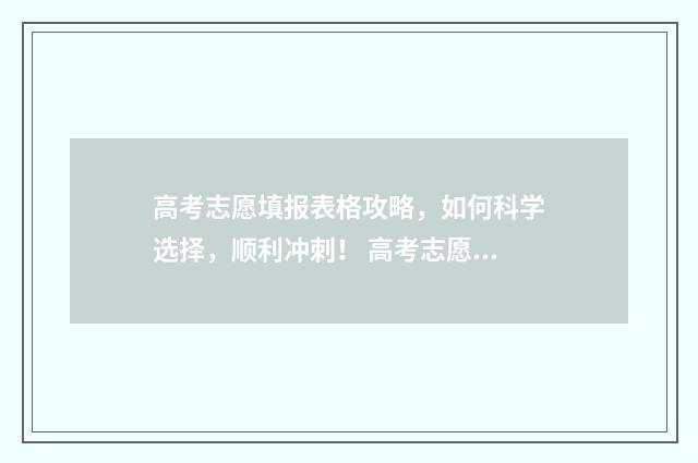 高考志愿填报表格攻略，如何科学选择，顺利冲刺！ 高考志愿填报表格电子版2024