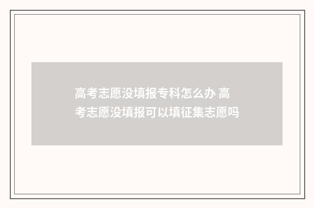 高考志愿没填报专科怎么办 高考志愿没填报可以填征集志愿吗