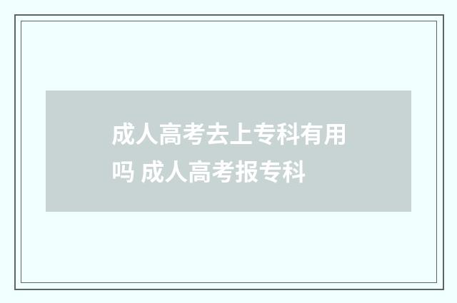 成人高考去上专科有用吗 成人高考报专科