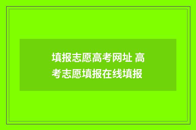 填报志愿高考网址 高考志愿填报在线填报