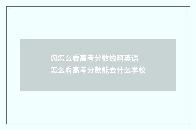您怎么看高考分数线啊英语 怎么看高考分数能去什么学校