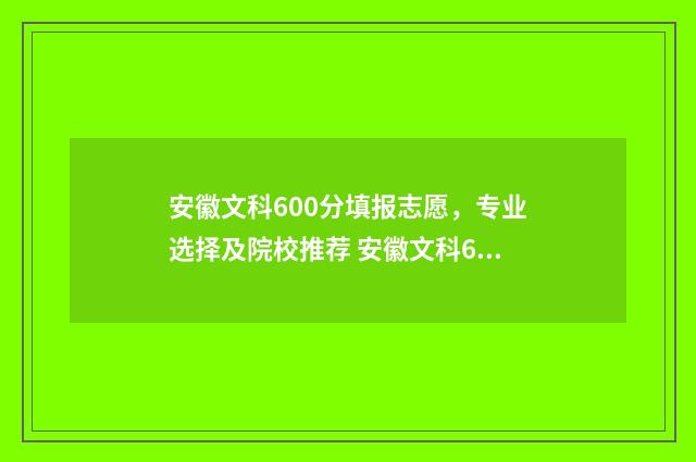 安徽文科600分填报志愿，专业选择及院校推荐 安徽文科600分填什么专业