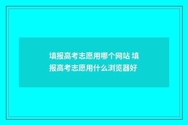 填报高考志愿用哪个网站 填报高考志愿用什么浏览器好