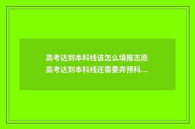 高考达到本科线该怎么填报志愿 高考达到本科线还需要弄预科班