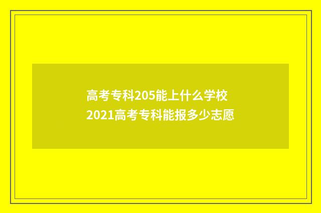 高考专科205能上什么学校 2021高考专科能报多少志愿