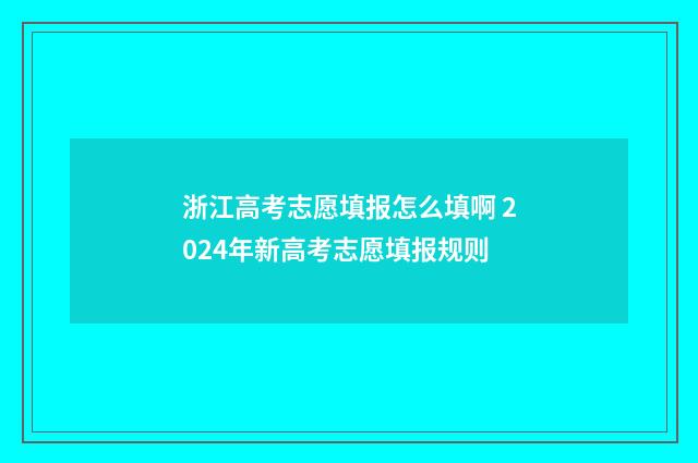 浙江高考志愿填报怎么填啊 2024年新高考志愿填报规则