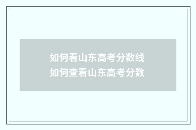 如何看山东高考分数线 如何查看山东高考分数