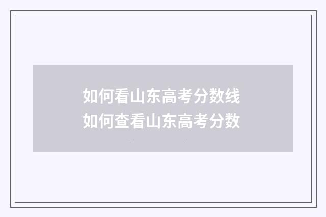 如何看山东高考分数线 如何查看山东高考分数