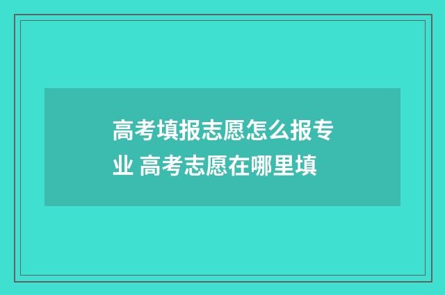 高考填报志愿怎么报专业 高考志愿在哪里填
