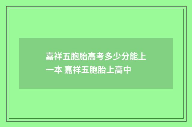 嘉祥五胞胎高考多少分能上一本 嘉祥五胞胎上高中
