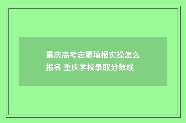 重庆高考志愿填报实操怎么报名 重庆学校录取分数线