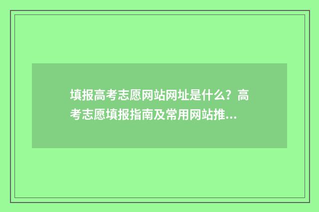 填报高考志愿网站网址是什么？高考志愿填报指南及常用网站推荐 填报高考志愿网页登不进去怎么办