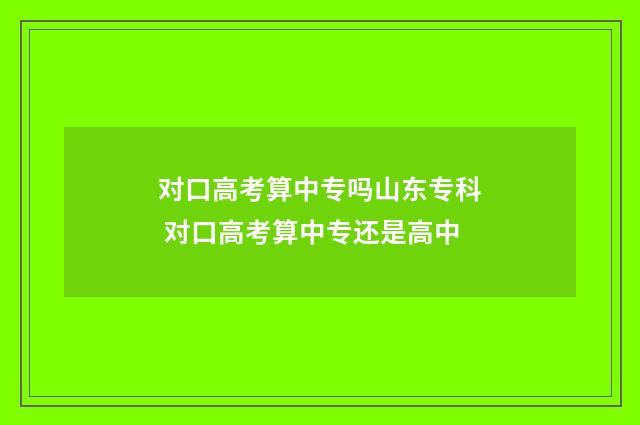 对口高考算中专吗山东专科 对口高考算中专还是高中