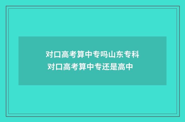 对口高考算中专吗山东专科 对口高考算中专还是高中