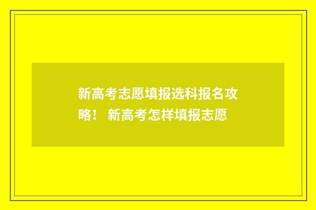 新高考志愿填报选科报名攻略！ 新高考怎样填报志愿