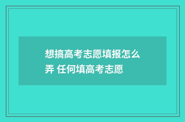 想搞高考志愿填报怎么弄 任何填高考志愿