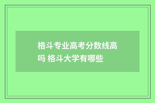 格斗专业高考分数线高吗 格斗大学有哪些