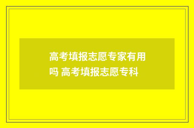 高考填报志愿专家有用吗 高考填报志愿专科