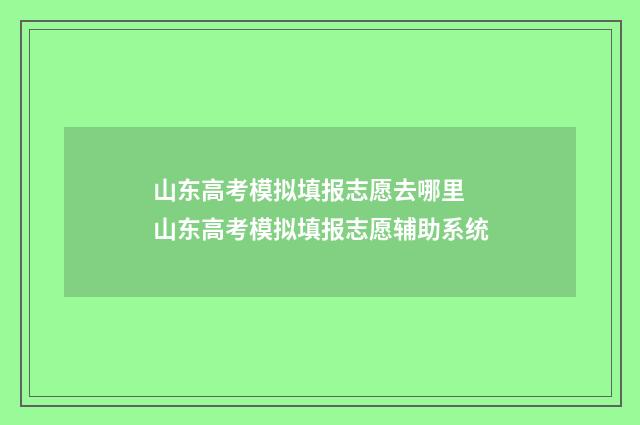 山东高考模拟填报志愿去哪里 山东高考模拟填报志愿辅助系统