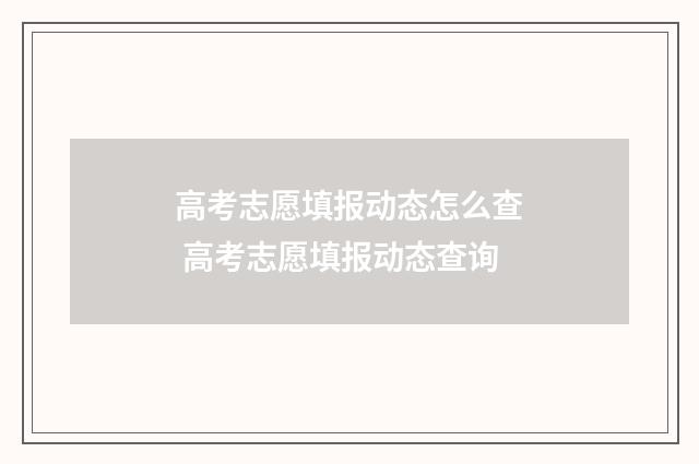 高考志愿填报动态怎么查 高考志愿填报动态查询