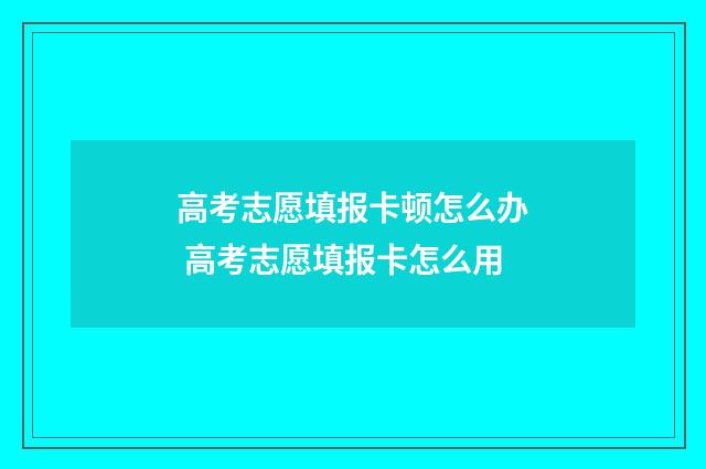 高考志愿填报卡顿怎么办 高考志愿填报卡怎么用