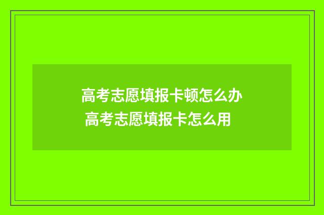 高考志愿填报卡顿怎么办 高考志愿填报卡怎么用