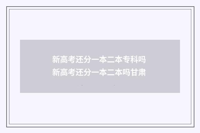新高考还分一本二本专科吗 新高考还分一本二本吗甘肃