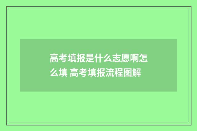 高考填报是什么志愿啊怎么填 高考填报流程图解