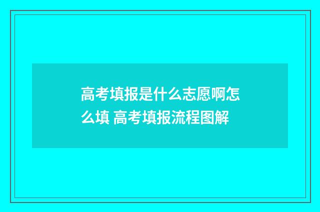 高考填报是什么志愿啊怎么填 高考填报流程图解