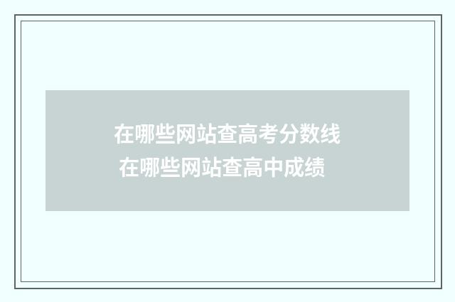 在哪些网站查高考分数线 在哪些网站查高中成绩
