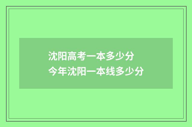 沈阳高考一本多少分 今年沈阳一本线多少分