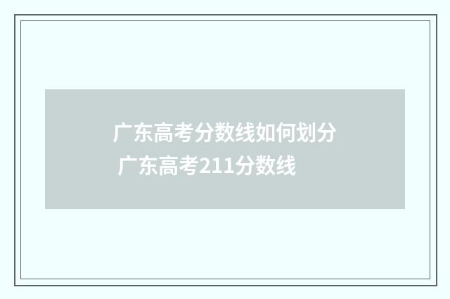 广东高考分数线如何划分 广东高考211分数线