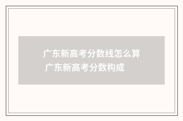 广东新高考分数线怎么算 广东新高考分数构成