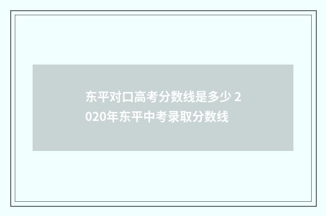 东平对口高考分数线是多少 2020年东平中考录取分数线