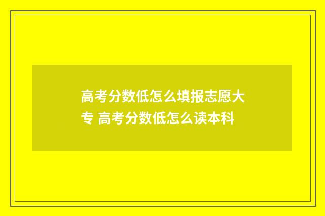 高考分数低怎么填报志愿大专 高考分数低怎么读本科