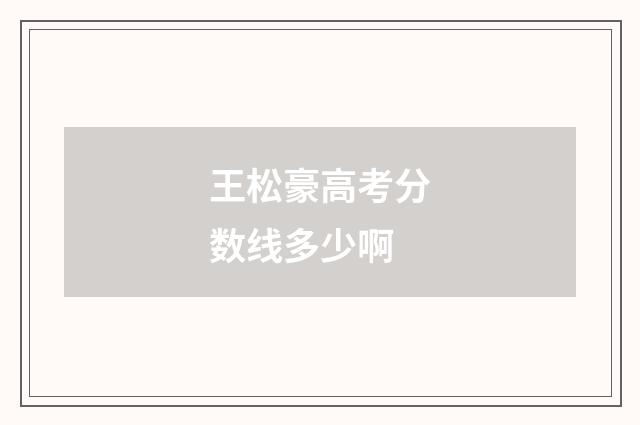 王松豪高考分数线多少啊
