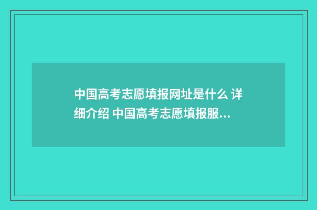 中国高考志愿填报网址是什么 详细介绍 中国高考志愿填报服务平台