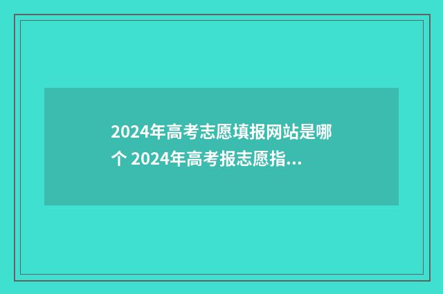 2024年高考志愿填报网站是哪个 2024年高考报志愿指南